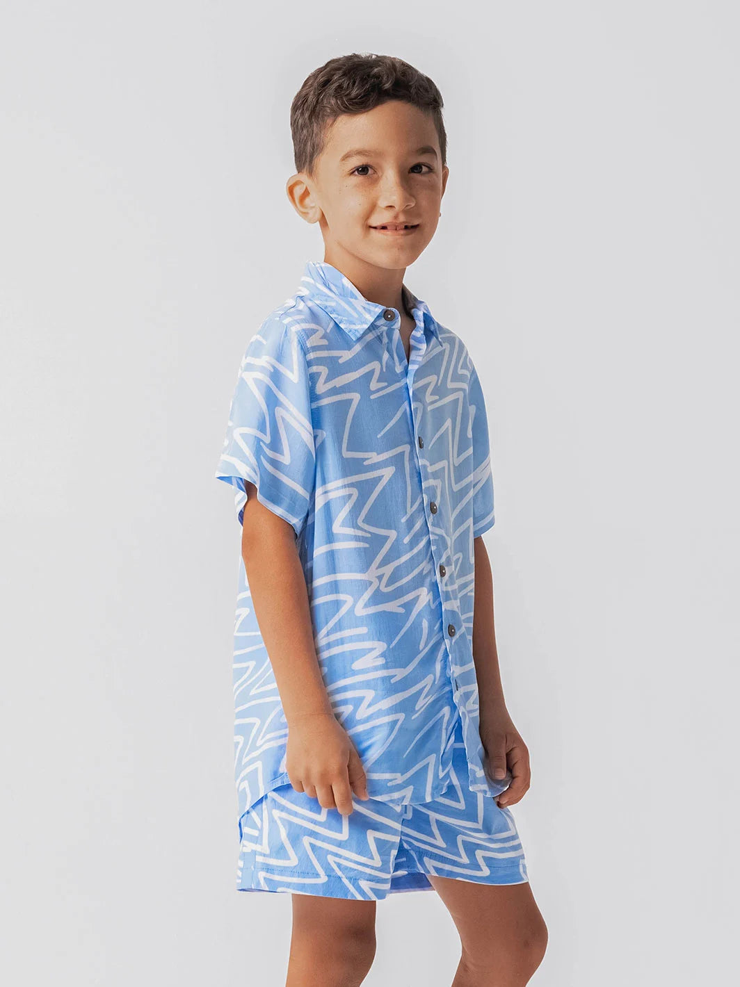 Zig Zag Shirt Powder Blue