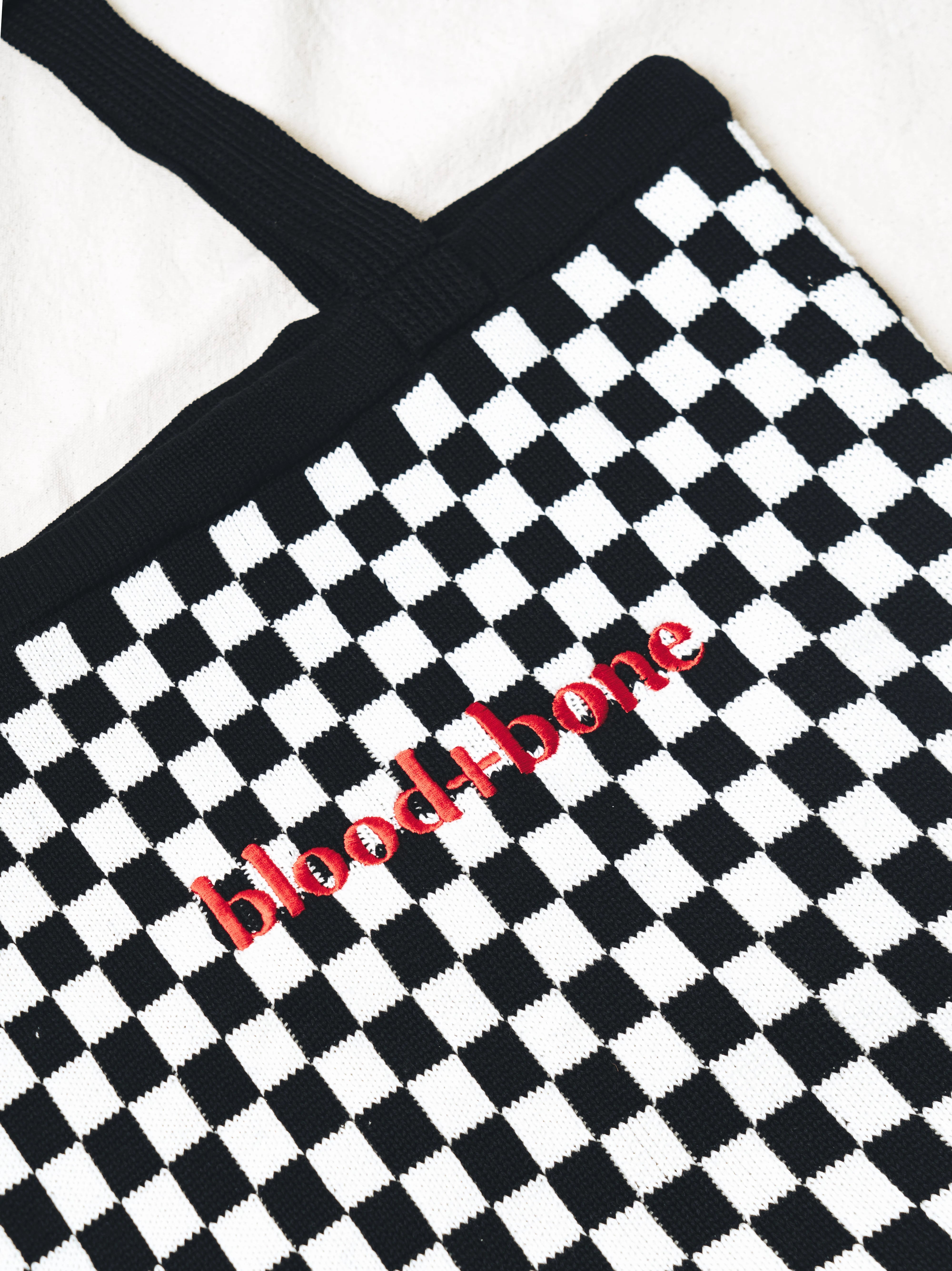Check Knit Tote Black