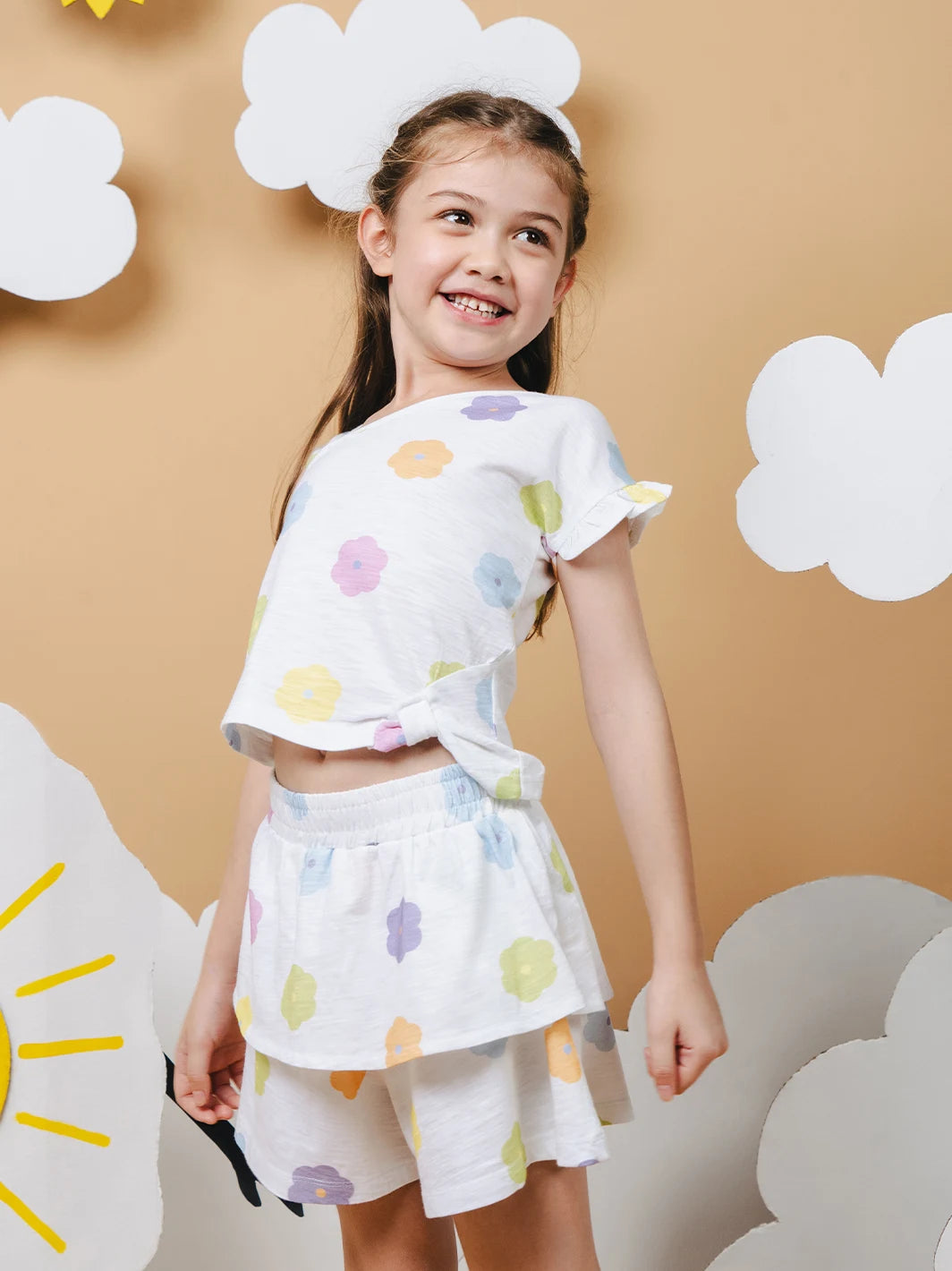 Rainbow Flower Skirt White Multi