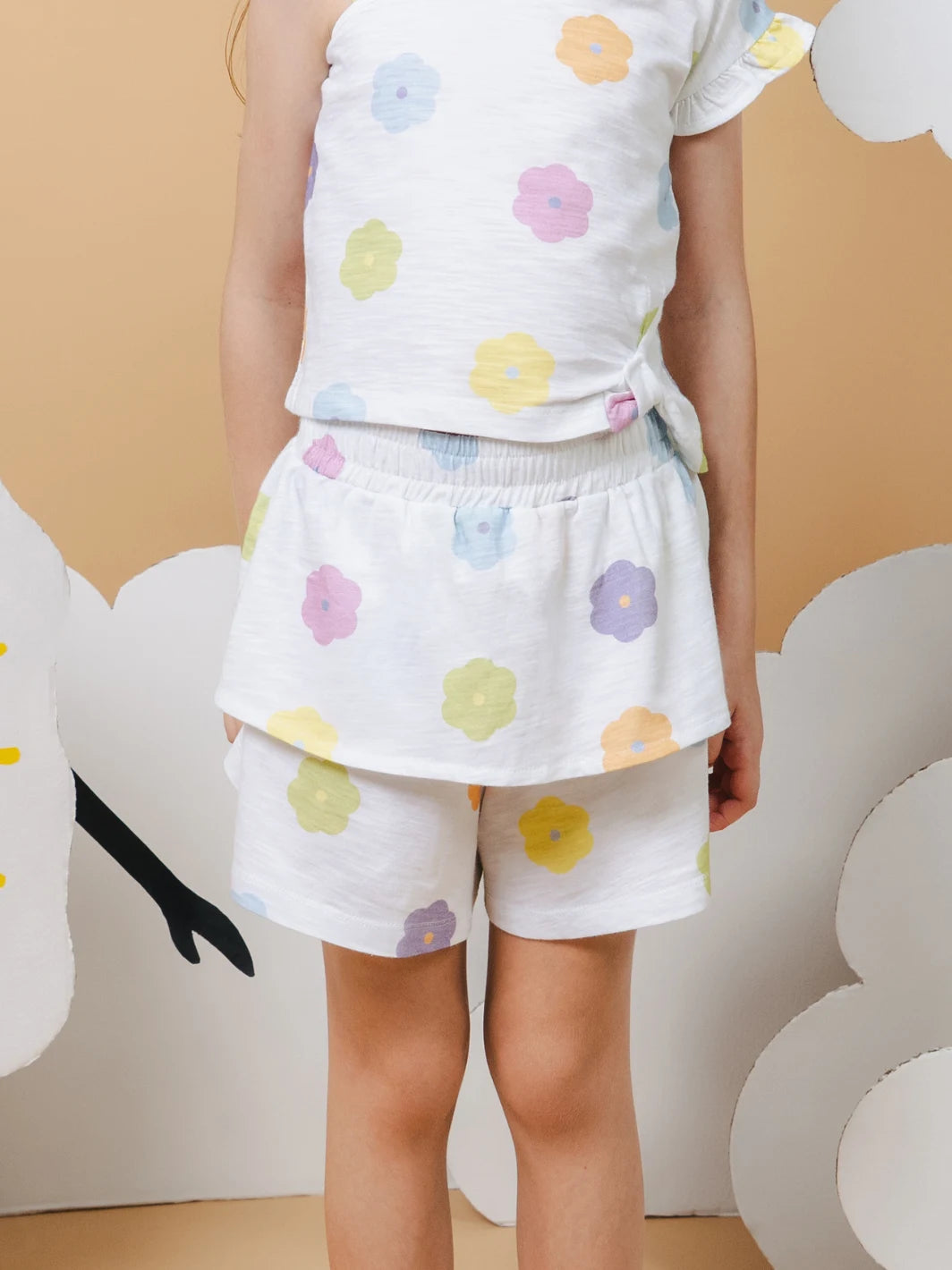 Rainbow Flower Skirt White Multi