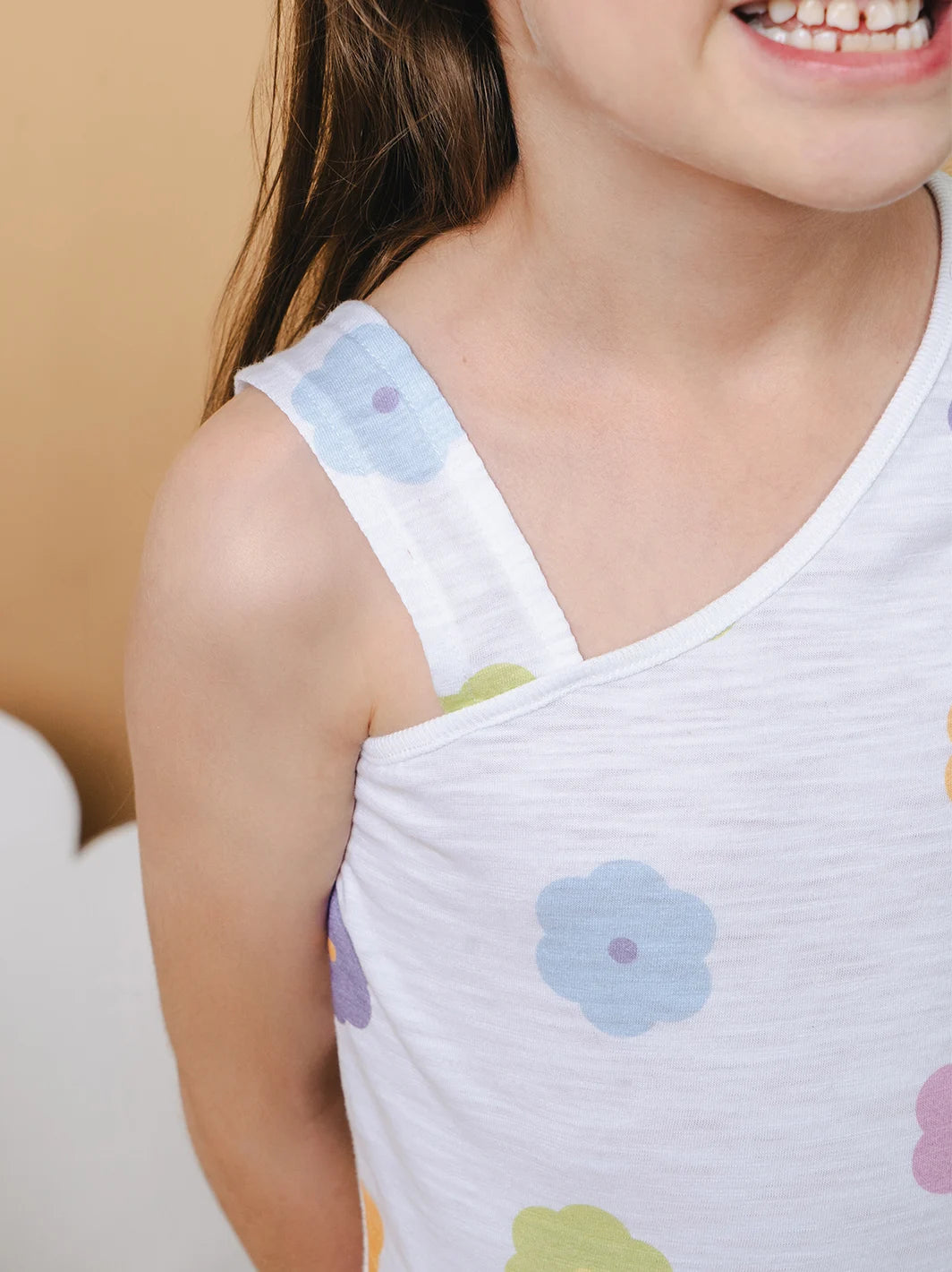 Rainbow Flower Top Off White