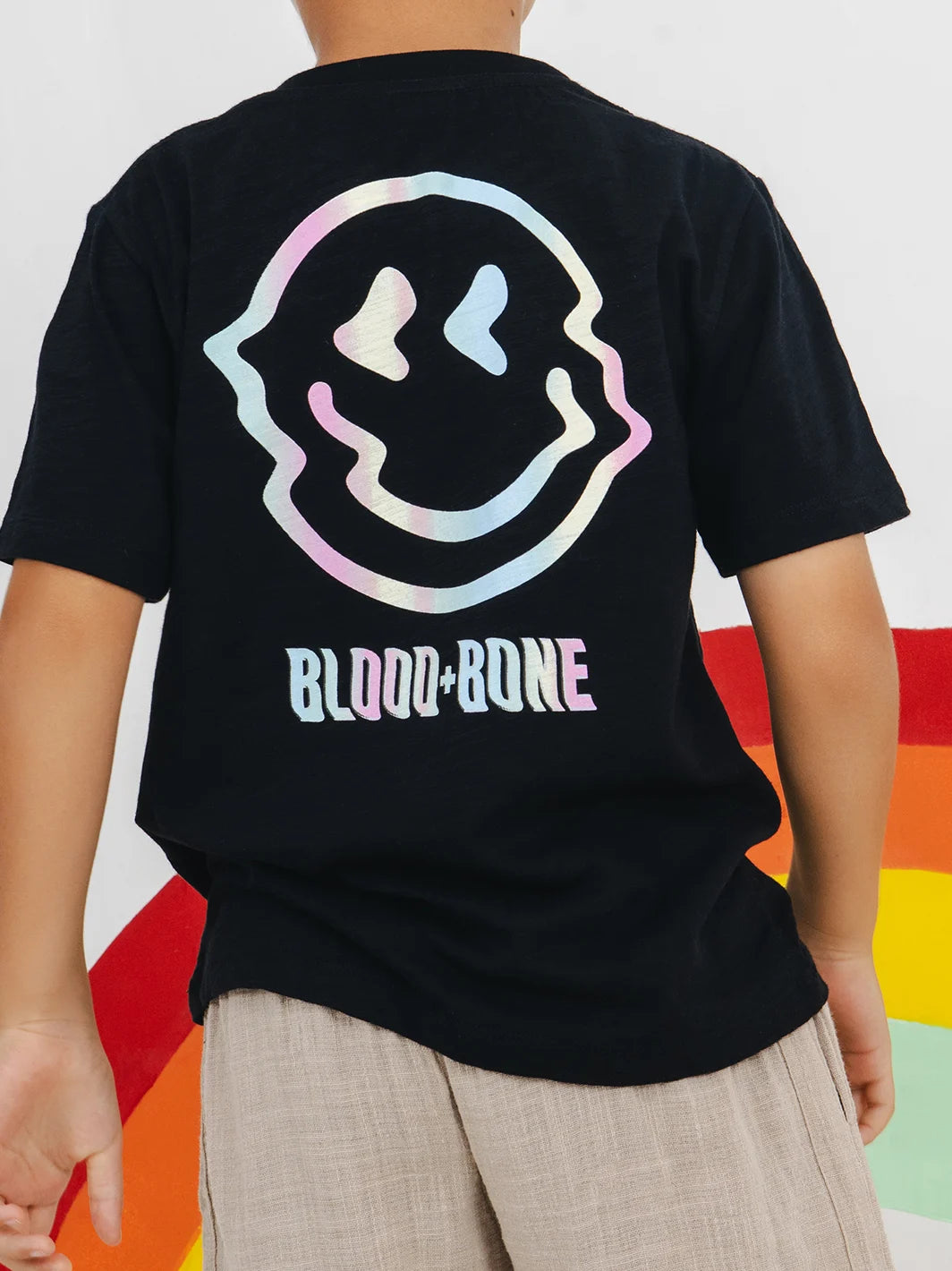 Rainbow Smiley Tee Black
