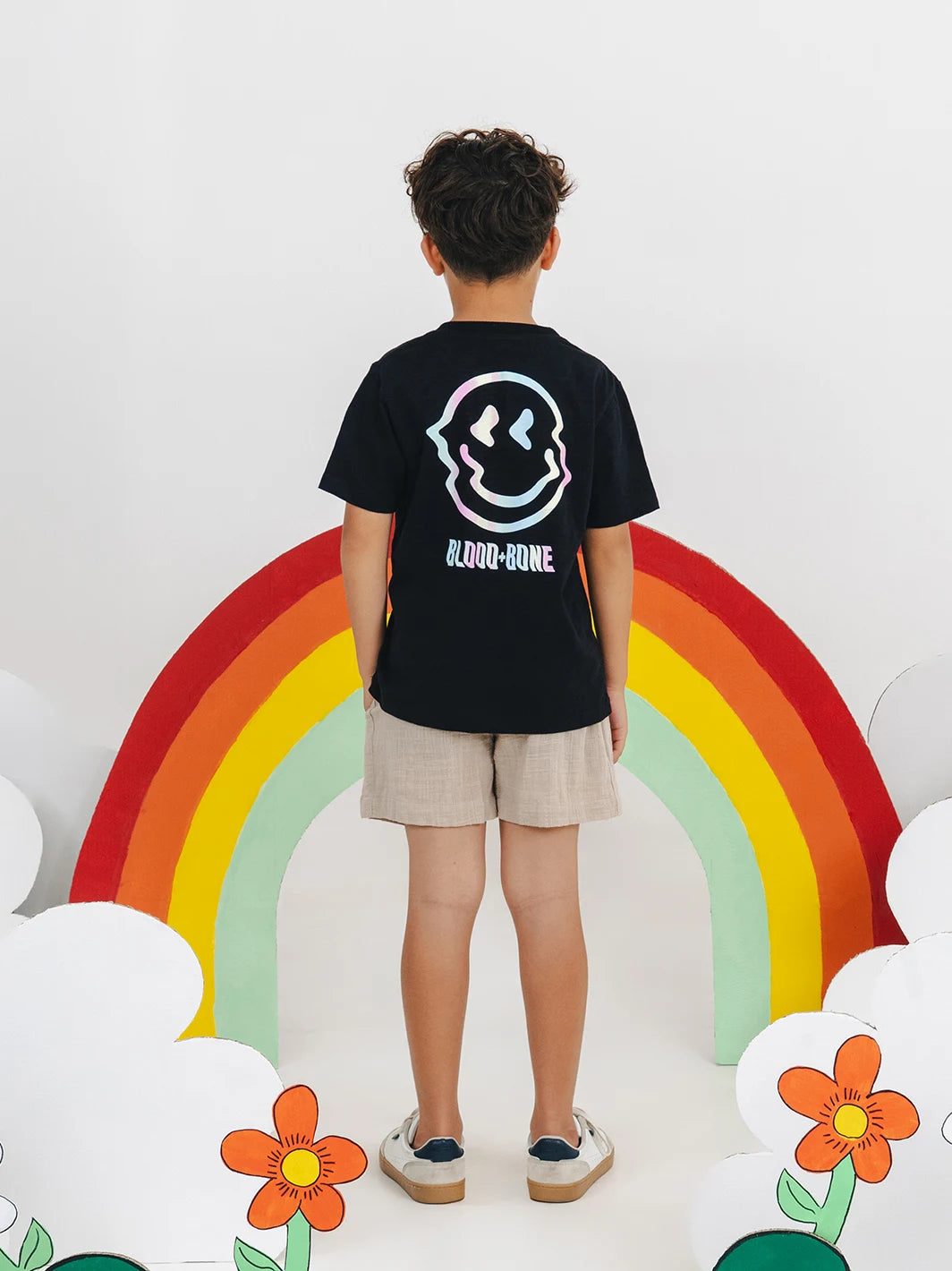 Rainbow Smiley Tee Black