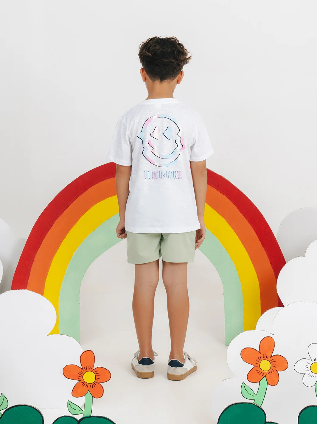 Rainbow Smiley Tee White