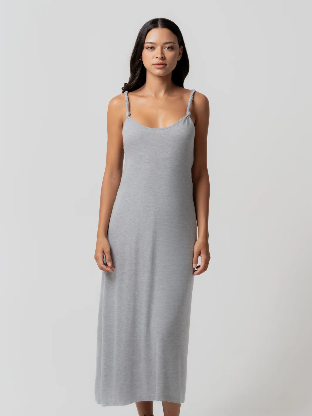 Spindrift Dress Misty Grey Sexy Casual Midi Dress with Twisted Shoulder Straps | Blood+Bone Bali Bloodandbone Spindrift Dress Misty Grey Sexy Casual Midi Dress with Twisted Shoulder Straps | Blood+Bone Bali Bloodandbone