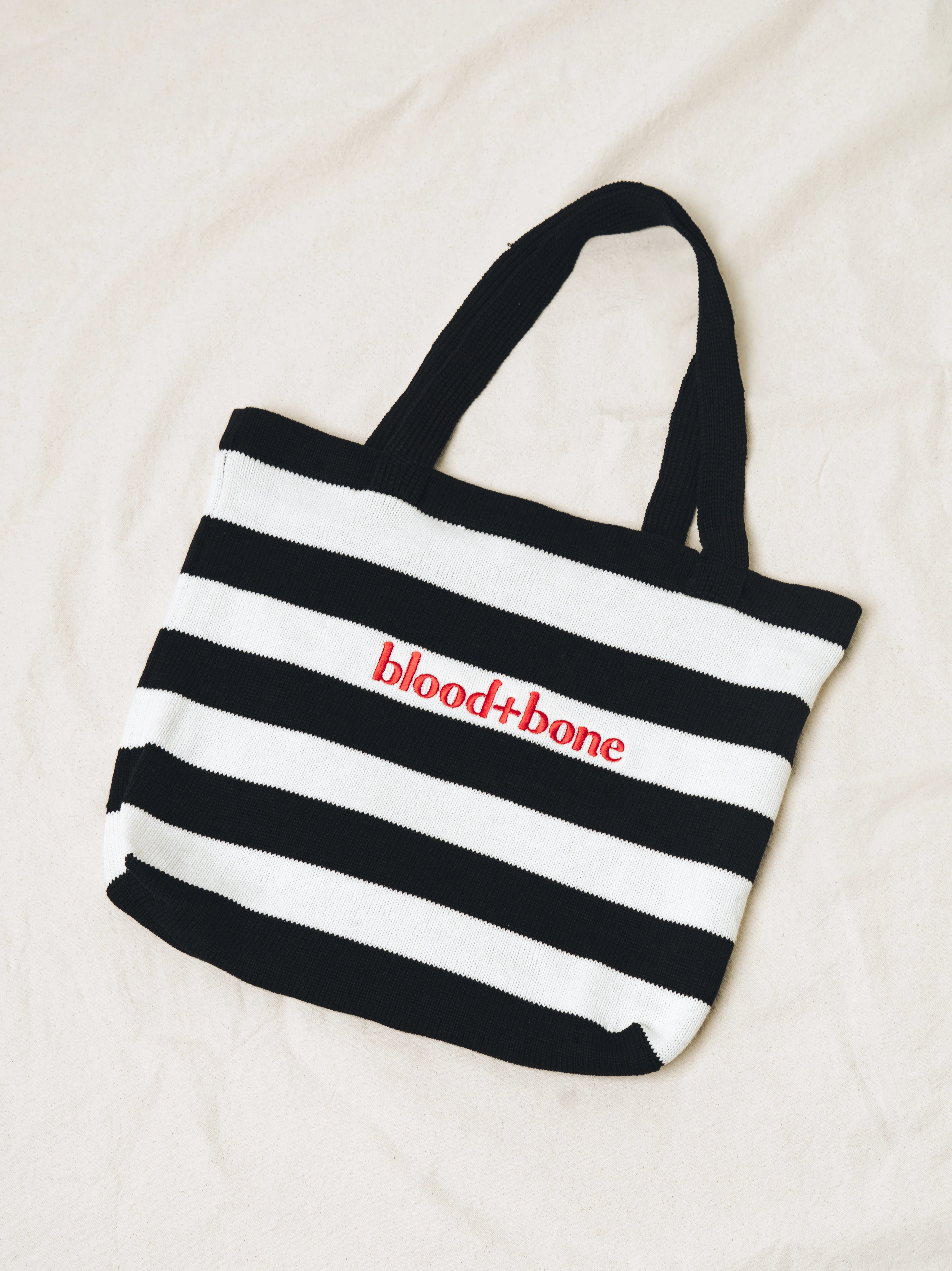 Stripe Knit Tote Black