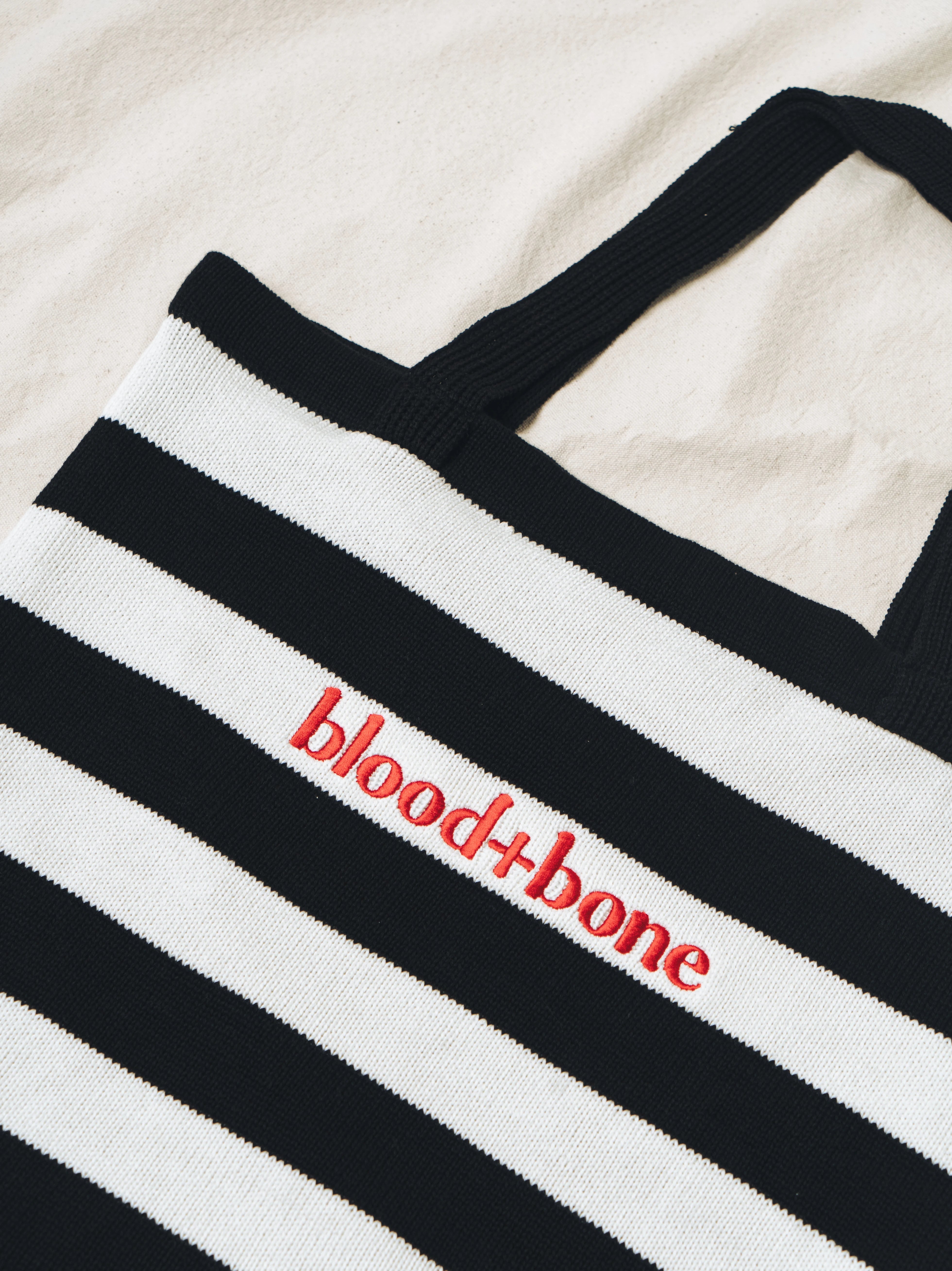 Stripe Knit Tote Black