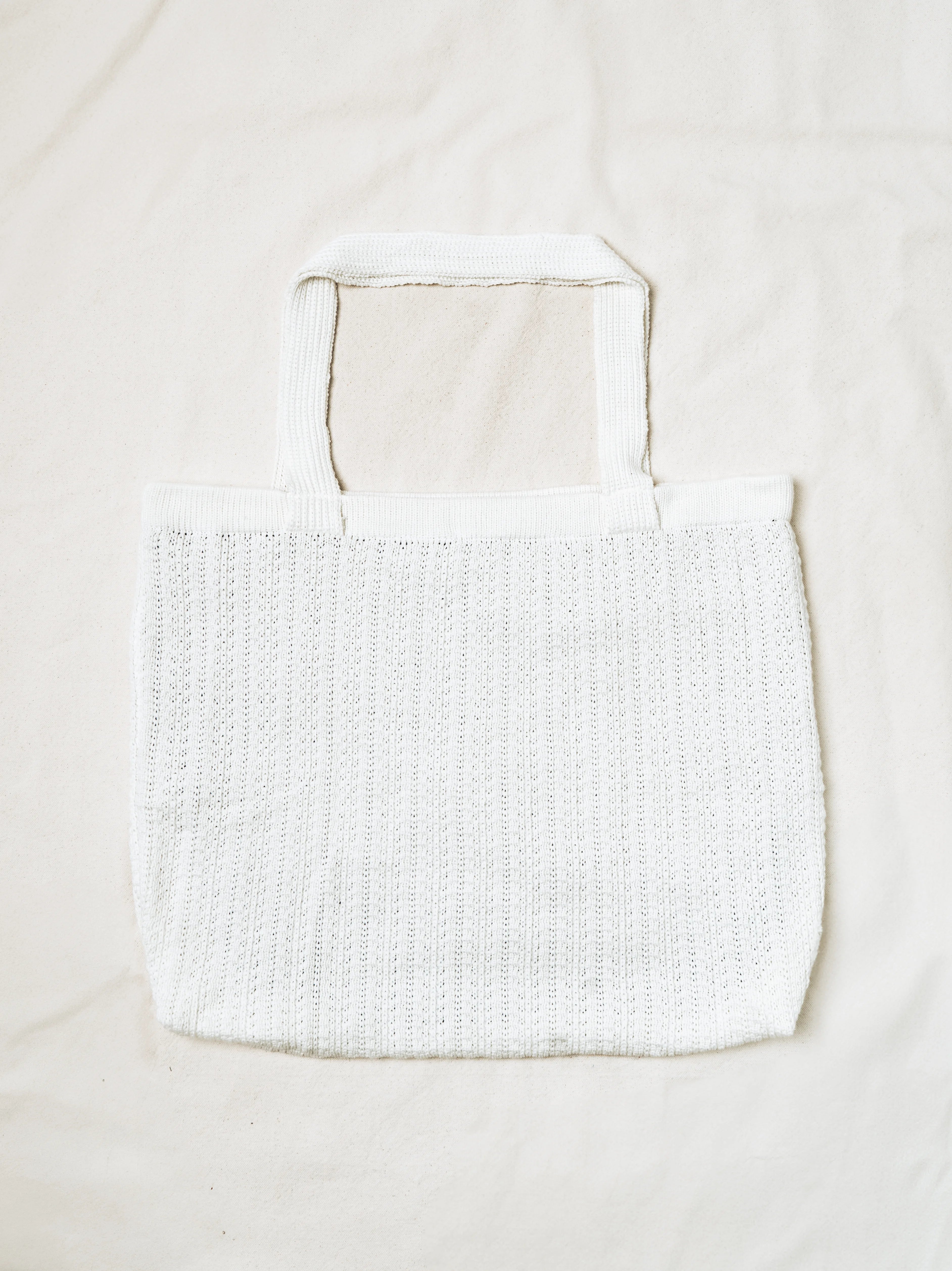Textured Knit Tote White