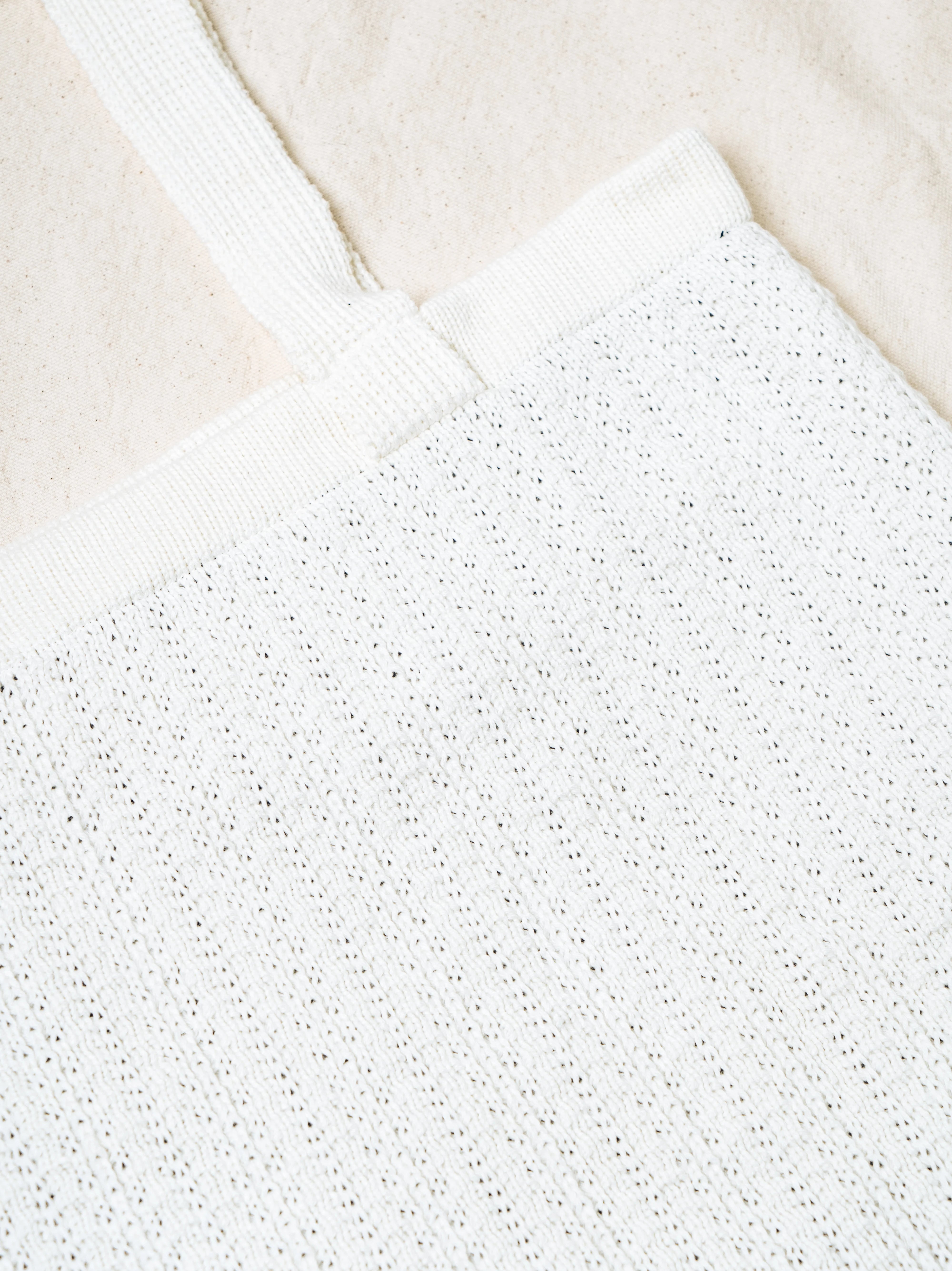 Textured Knit Tote White